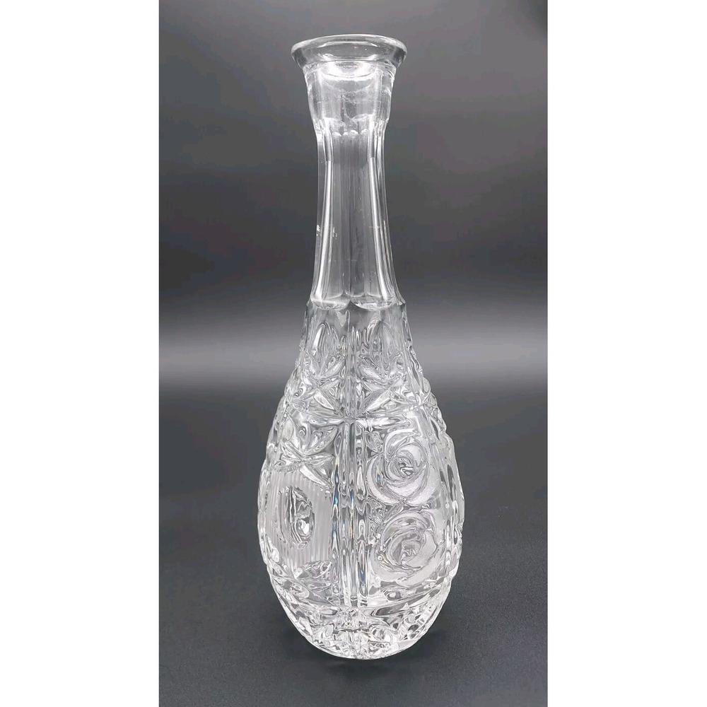 Beautiful Crystal Decanter with Roses & Pineapple Design Made Italy‎